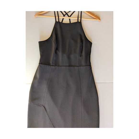 Express Bodycon Sleeveless Strapped Black Mini Dress Sz 6 - Picture 2 of 9